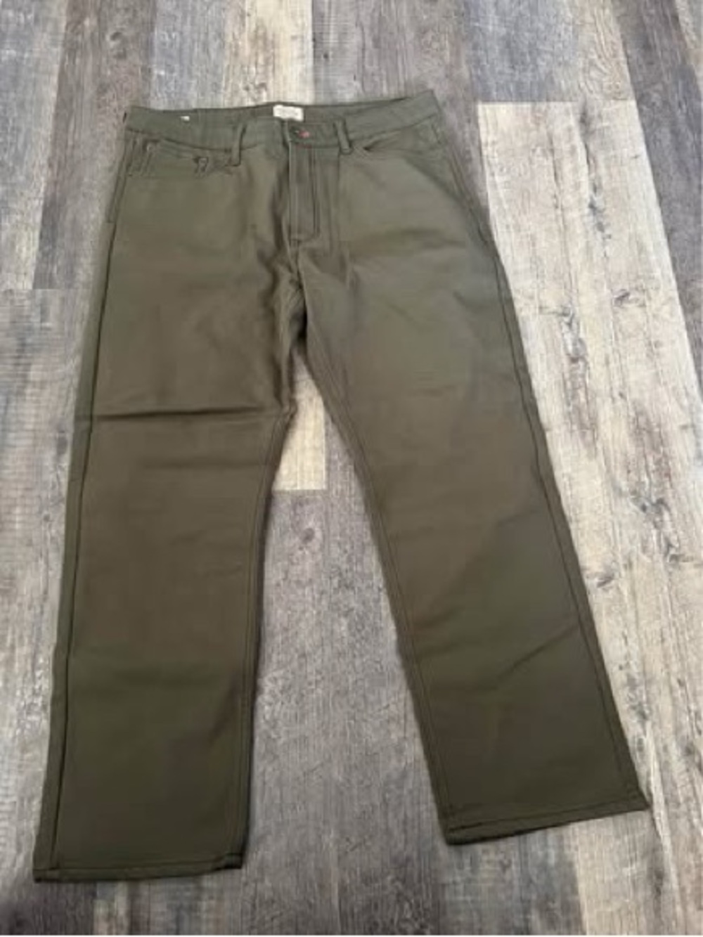 Weatherproof Olive Brown Straight Leg Pants with Orange Stitching 36/30